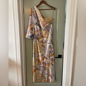 Anthropologie One Shoulder Multicolored Cocktail Dress